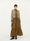 INTO THE EAST 25 Autumn/Winter Moss Green Lace-Up Silk Top/Spliced Layered Silk Skirt ITE-E1DGAW002GR20TP-LV Top